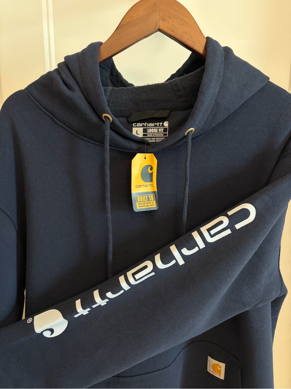 Carhartt Navy Blue Logo Hooded Sweatshirt